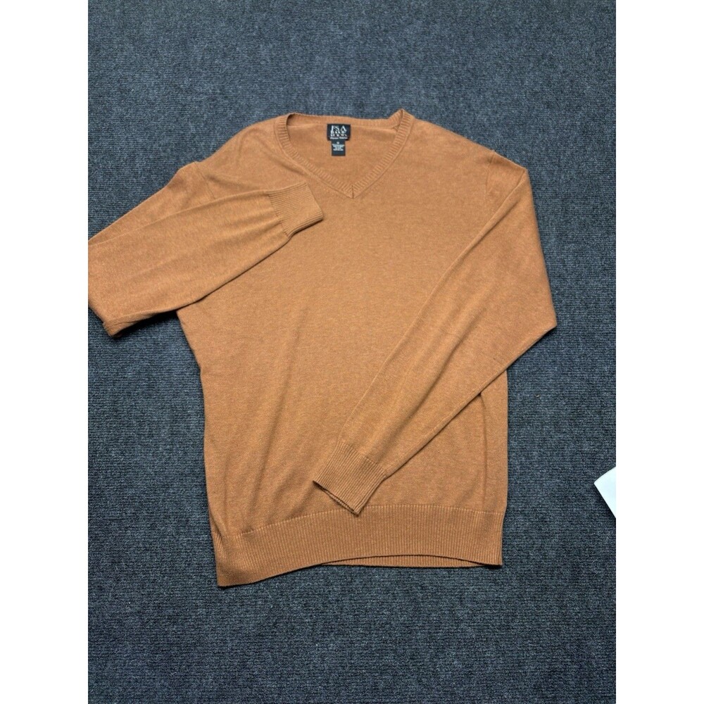 Jos A Bank Signature Collection Sweater Mens M Pima Cotton V-Neck Rust Orange - Picture 2 of 9